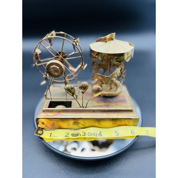 Vintage Copper Merry Go Round Music Box With Ferris Wheel 'Small World". - Picture 3 of 5